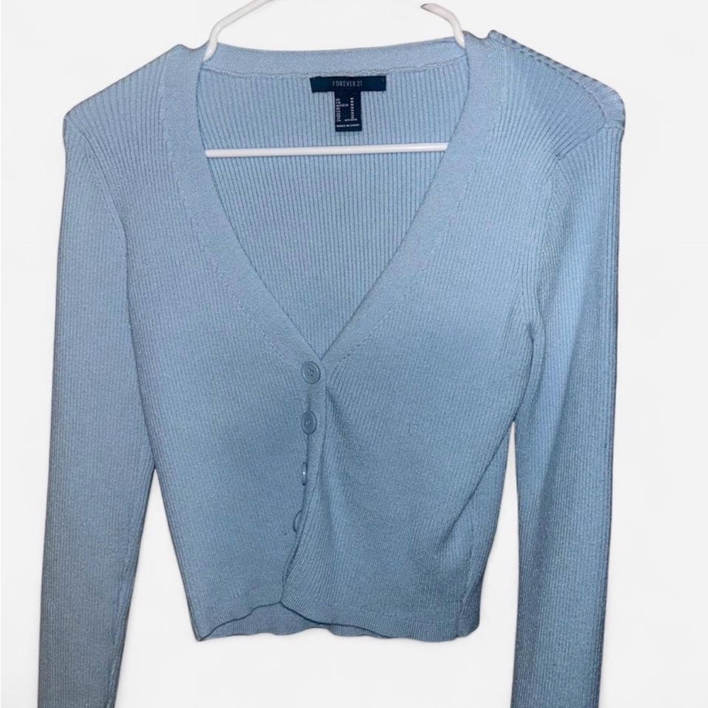 Forever 21 Sky Blue Ribbed Sweater